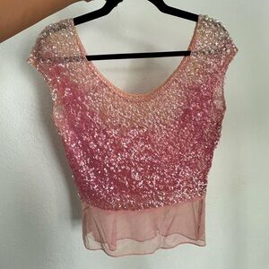 60s Pink Sequin Embellished Top
